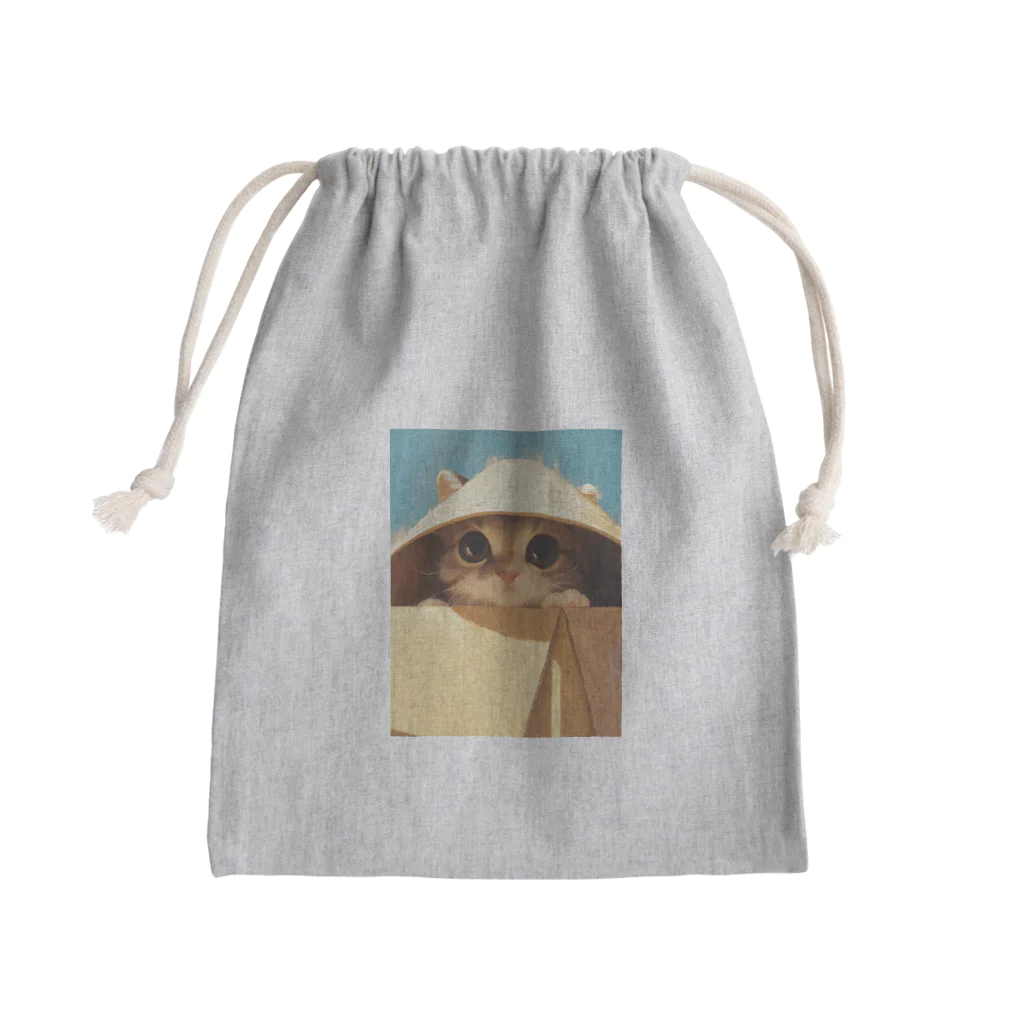 AQUAMETAVERSEの箱からのぞいている子猫　ラフルール　1859 Mini Drawstring Bag