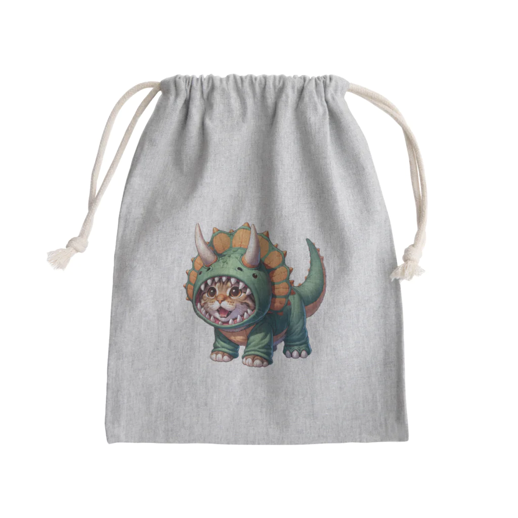 IloveCatのトリケラトプスのフードを被った子猫 Mini Drawstring Bag