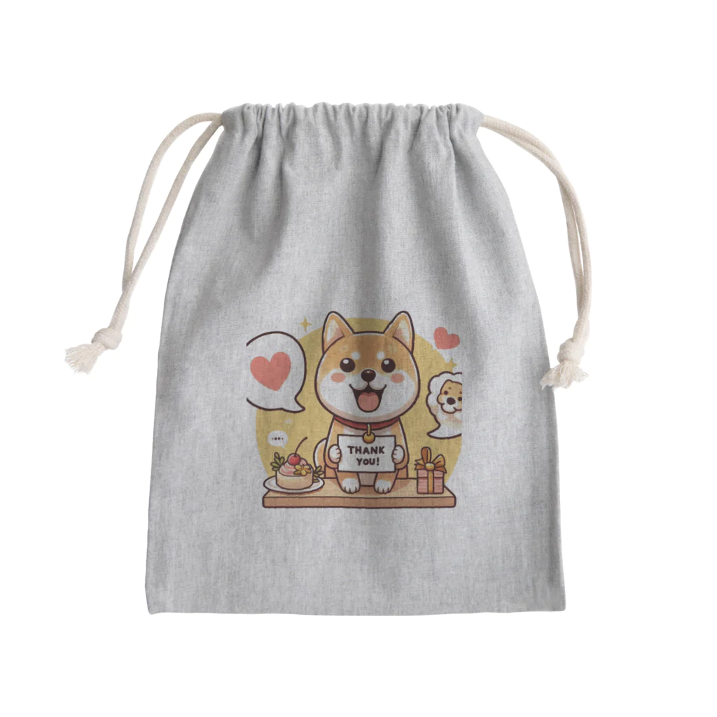 メアリーの可愛らしい表情の柴犬が感謝の気持ちを込めて Mini Drawstring Bag