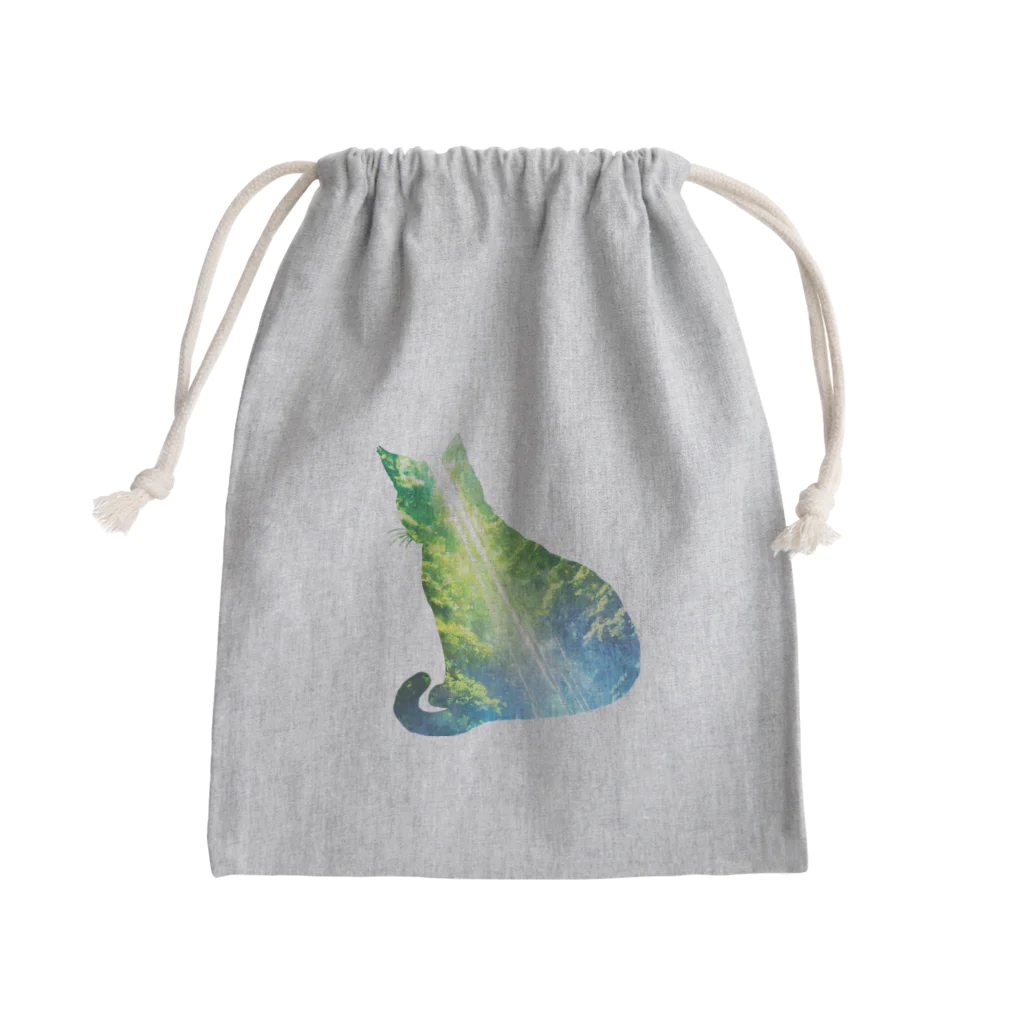 猫との風景の深い森と猫003 Mini Drawstring Bag