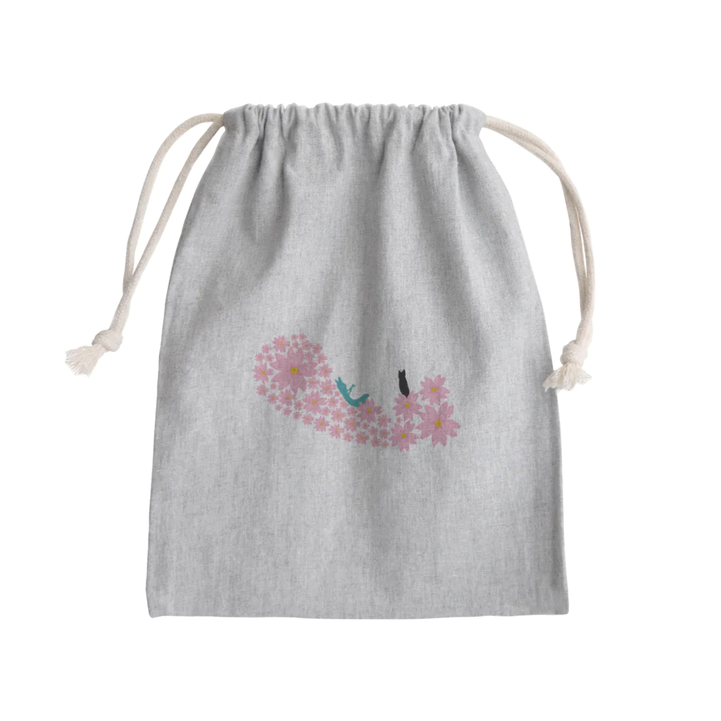 ウサネコ38のさくらのクジラに誘われて Mini Drawstring Bag