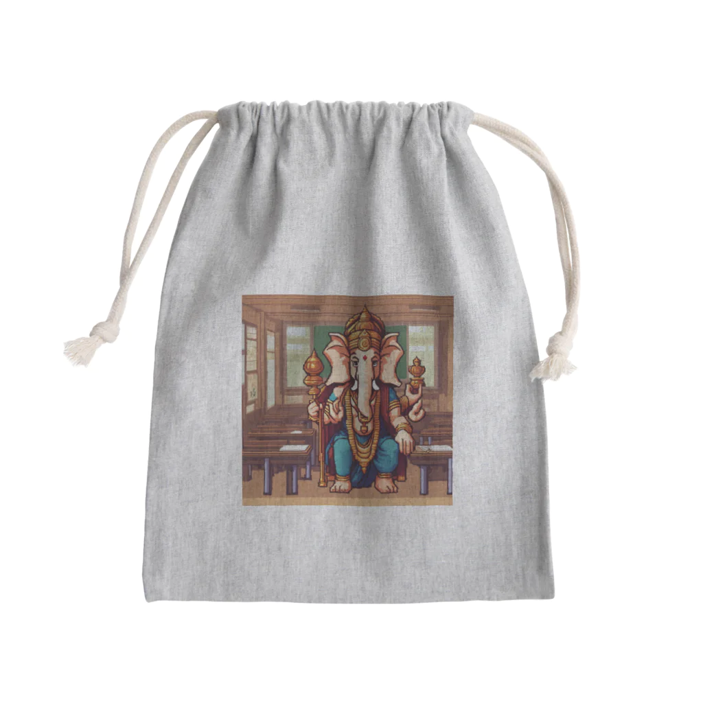 ganeshaの学校で教師の役割を果たしているガネーシャ Mini Drawstring Bag