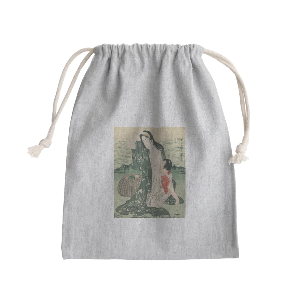 寿めでたや(ukiyoe)の浮世絵：喜多川歌麿_鮑取り Mini Drawstring Bag