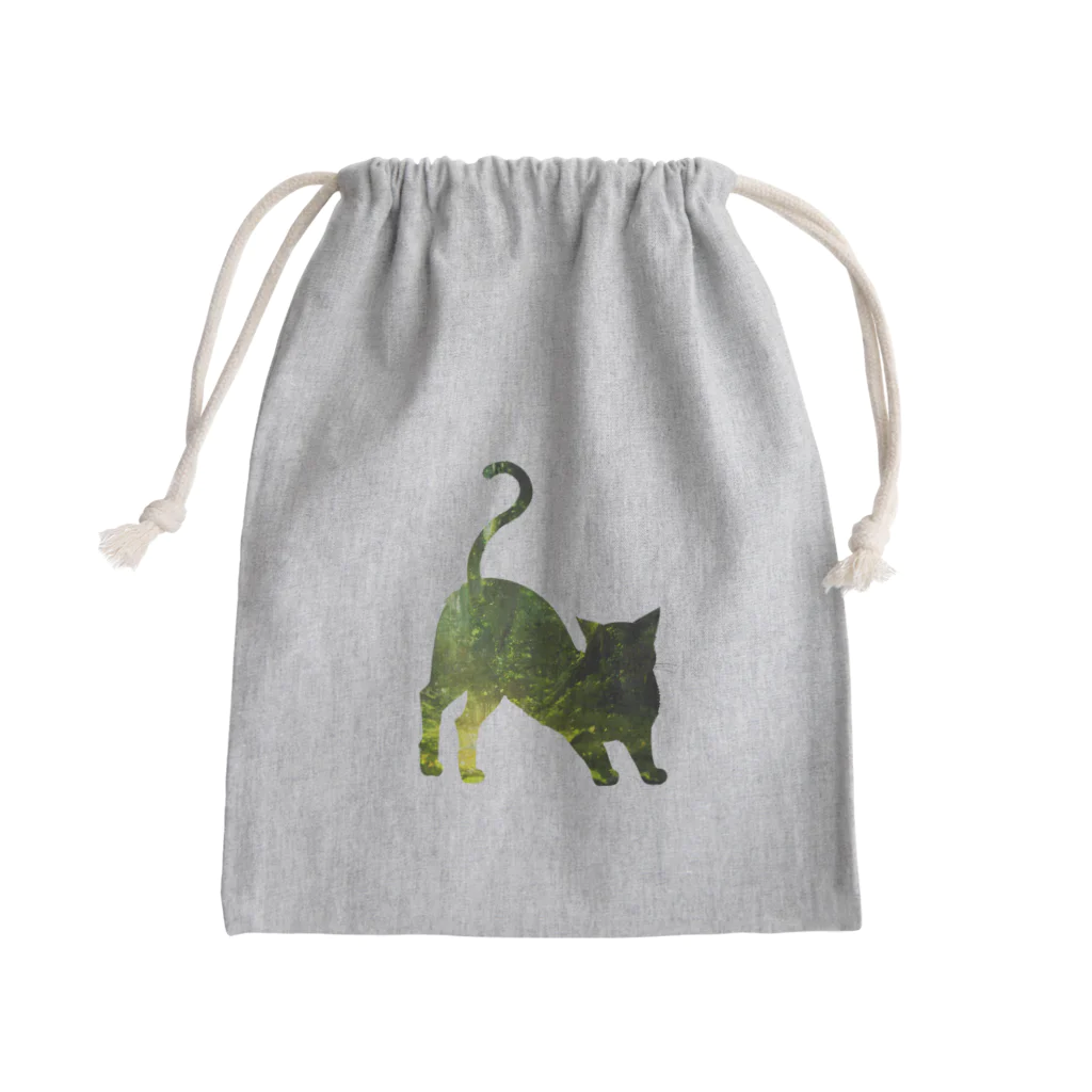 猫との風景の深い森と猫004 Mini Drawstring Bag