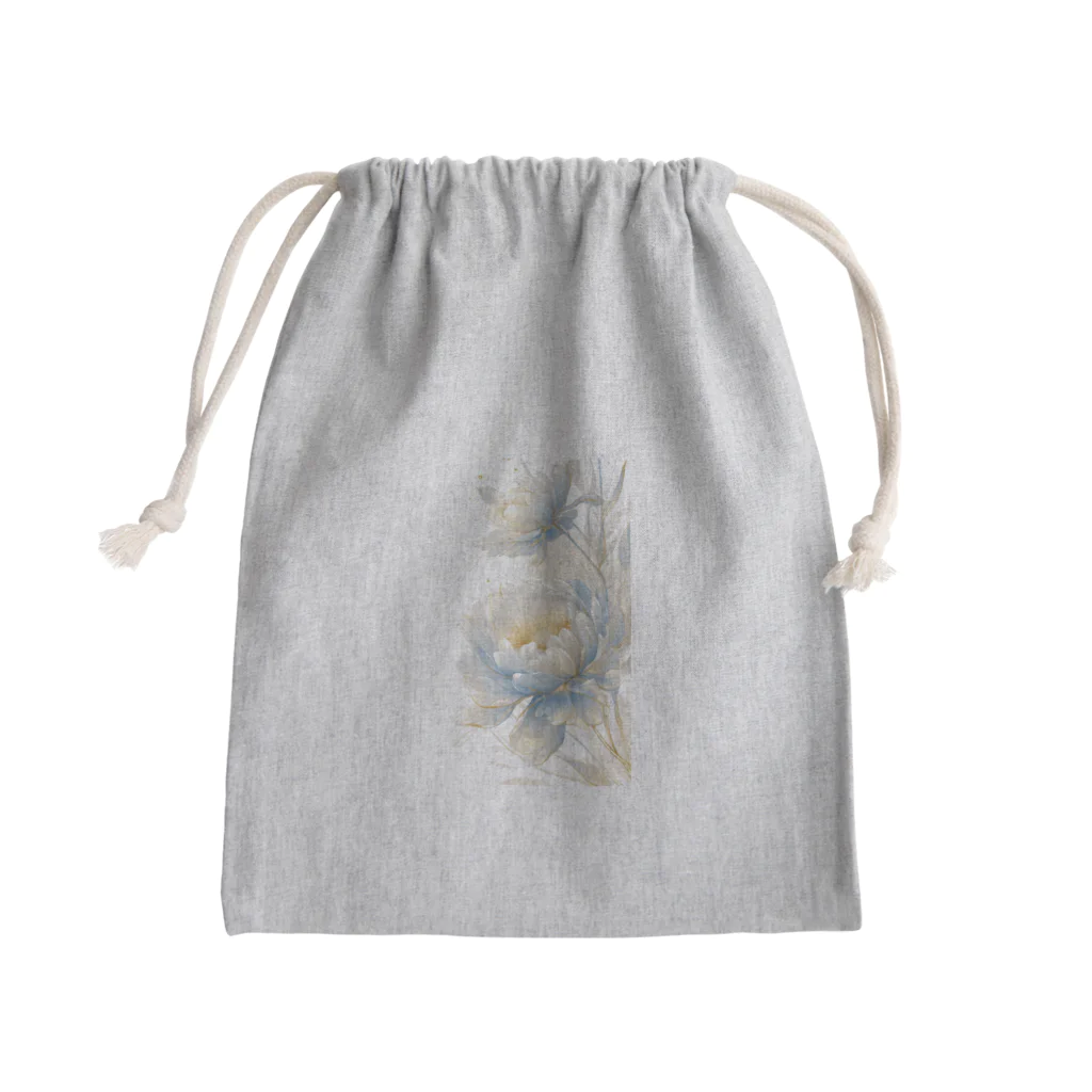 cute styleのLucky Flower Silver Blue Mini Drawstring Bag