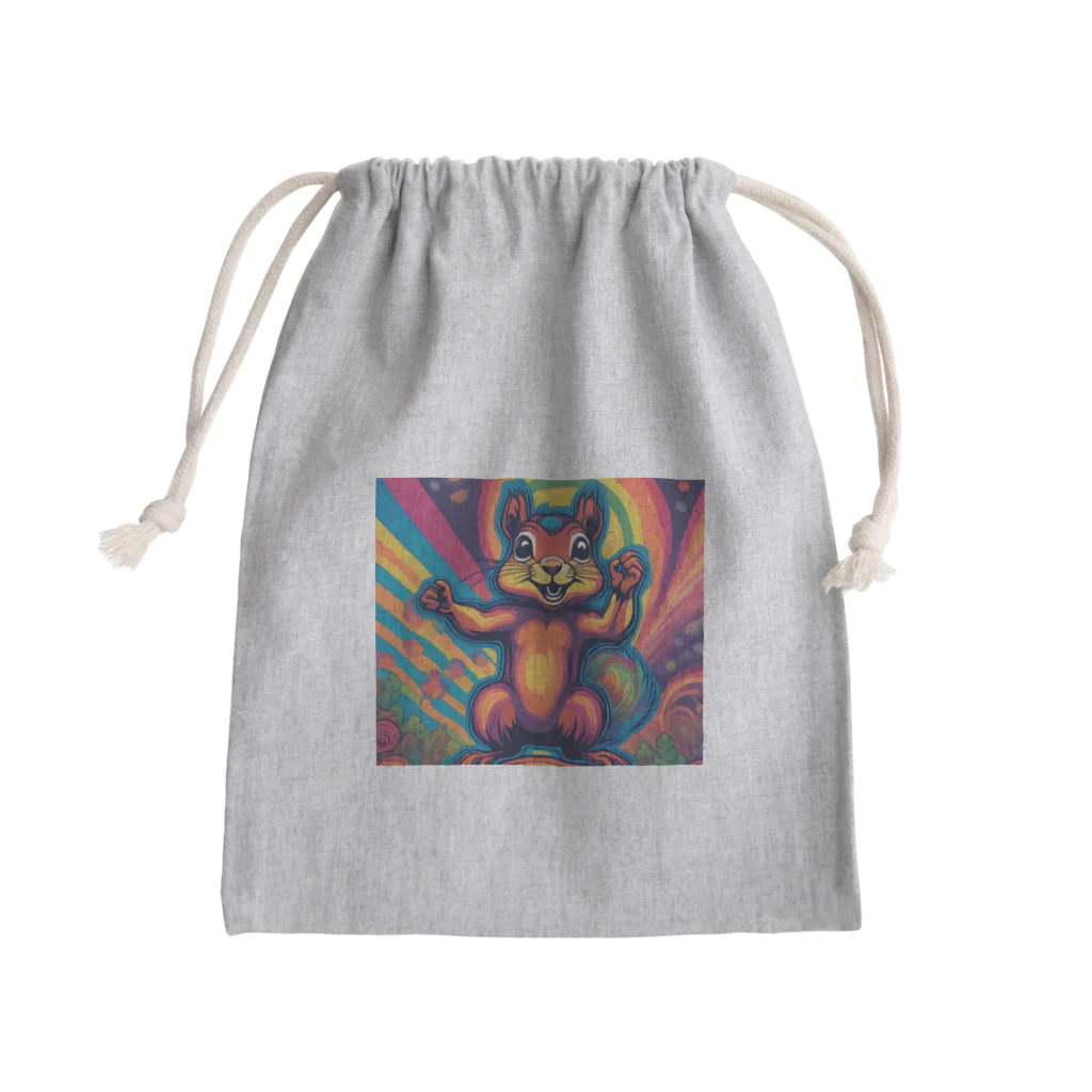 ぽりぽりのお店のサイケなリスくん Mini Drawstring Bag