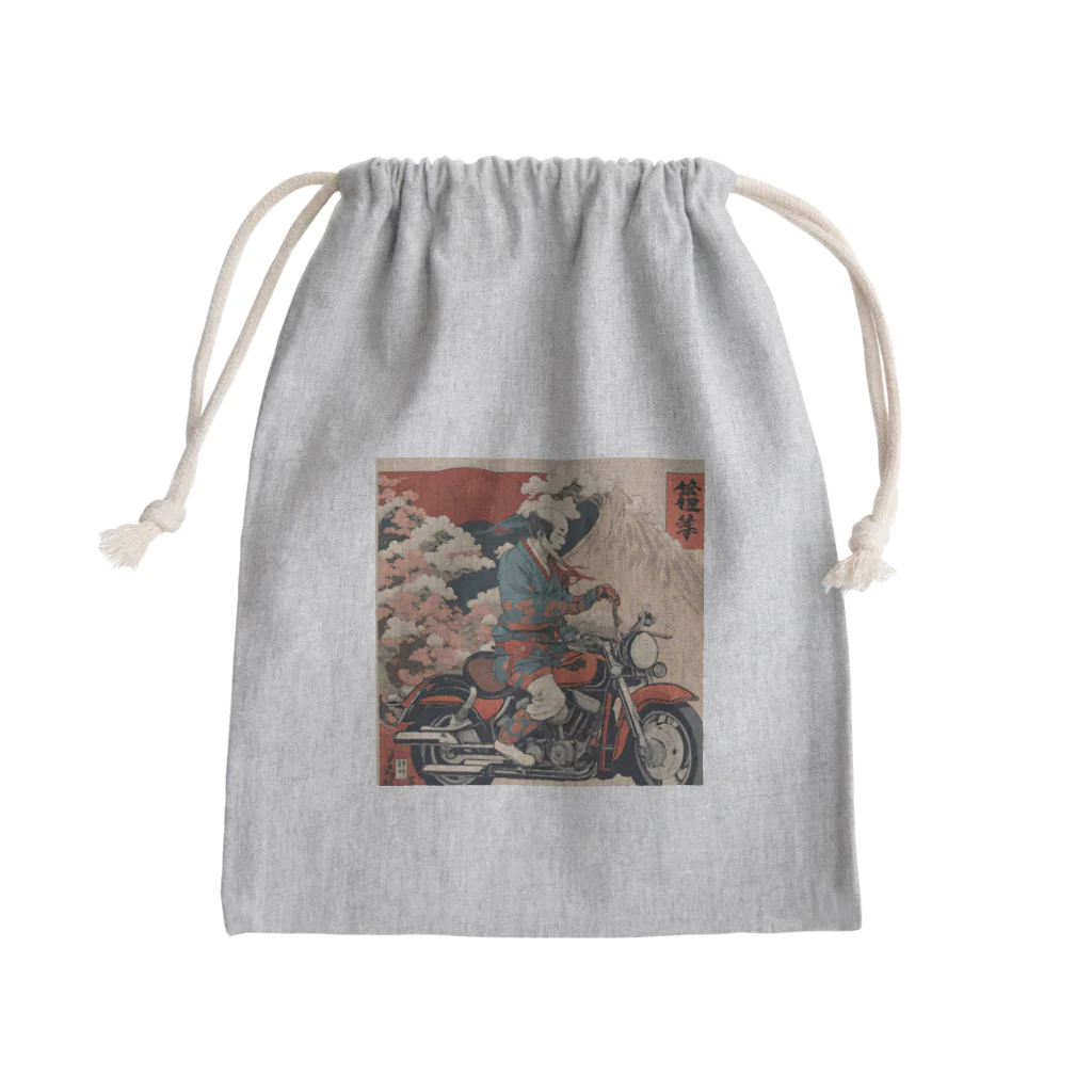 X50000Xのバイクに乗った浮世絵男性 Mini Drawstring Bag