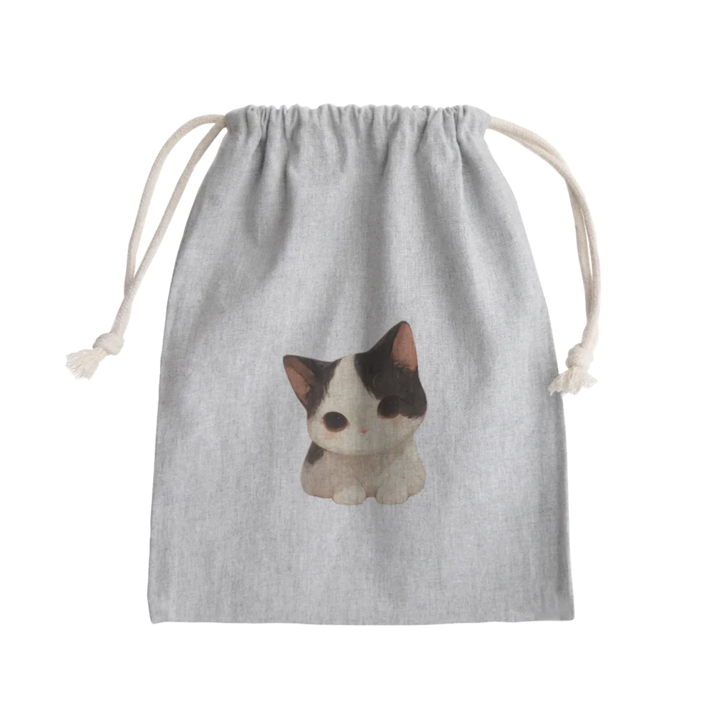 Cute Animalsのモノクロ猫 Mini Drawstring Bag