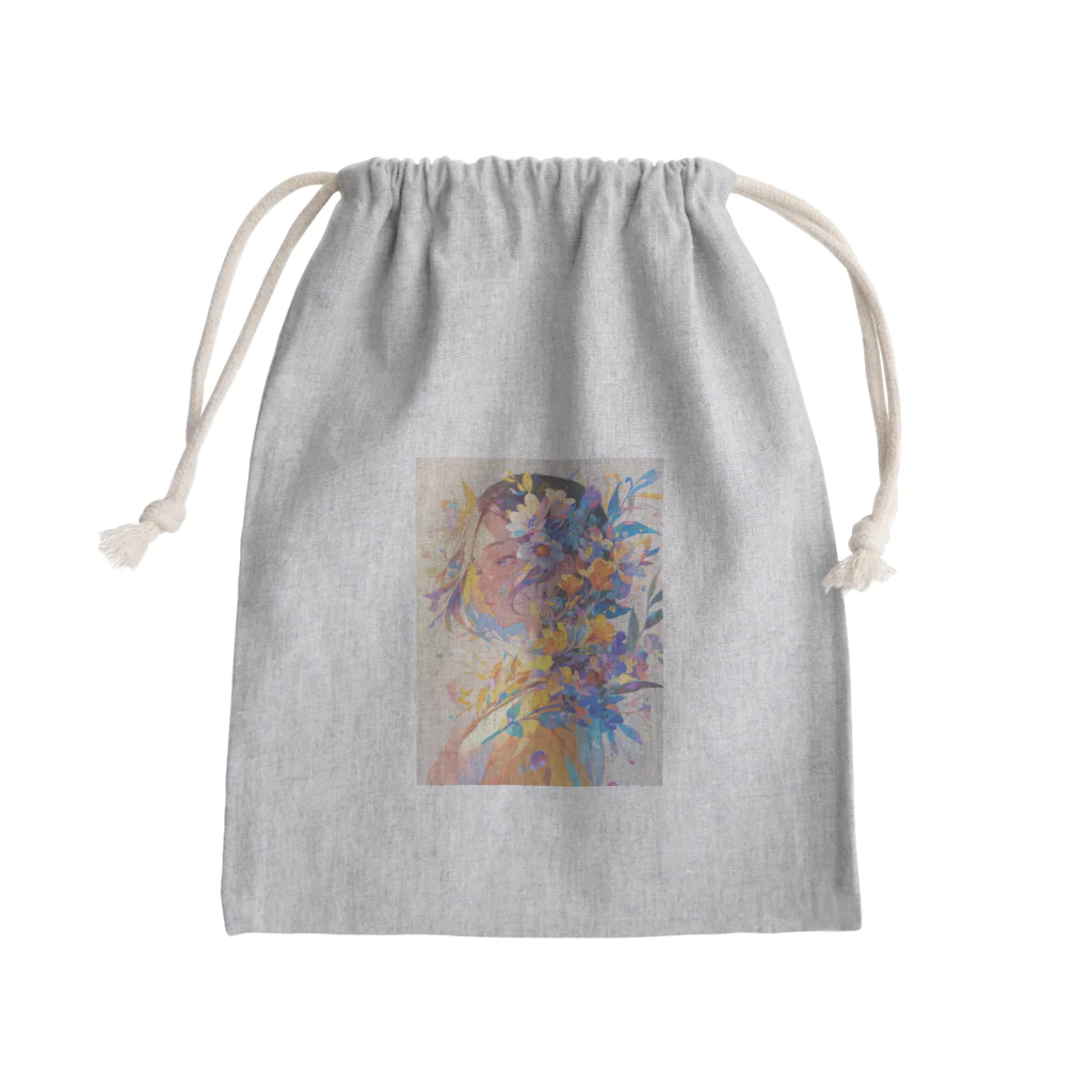 AQUAMETAVERSEの花に囲まれて　BLUE PLUM  691 Mini Drawstring Bag