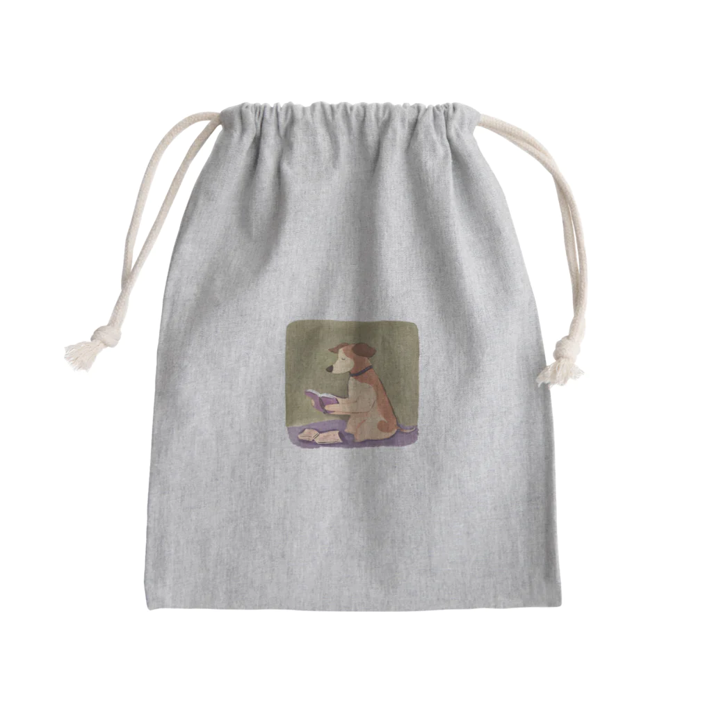 人間界で生きるわんこ | 犬イラストの本を読むわんこ（AIイラスト） Mini Drawstring Bag