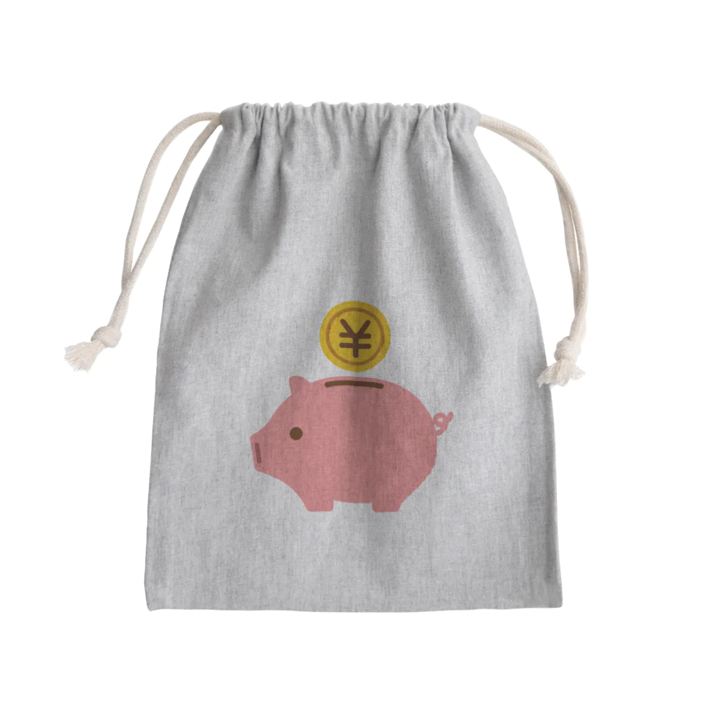 お絵かき屋さんの豚の貯金箱（お金） Mini Drawstring Bag