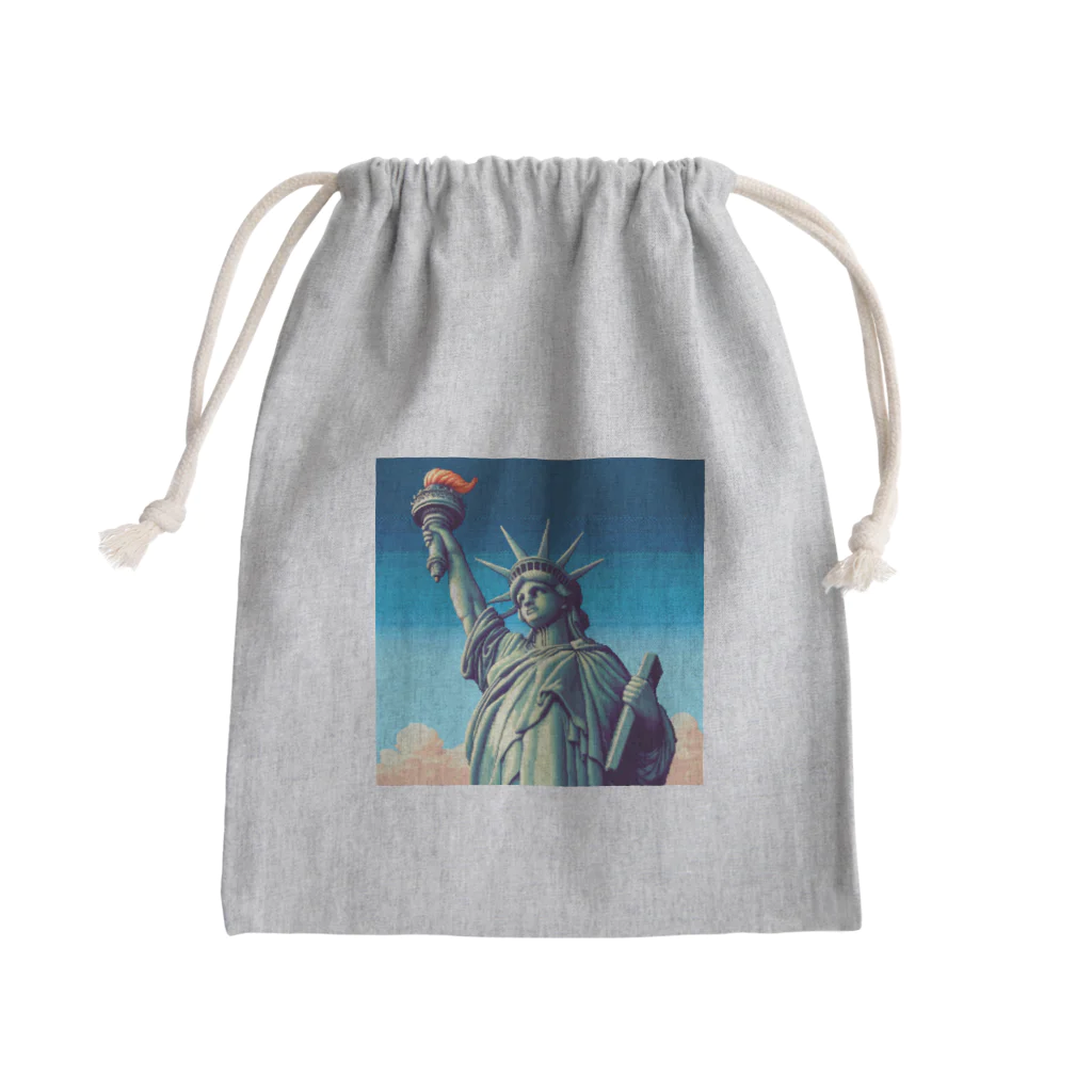 Pixel Art Goodsの自由の女神像（pixel art） Mini Drawstring Bag