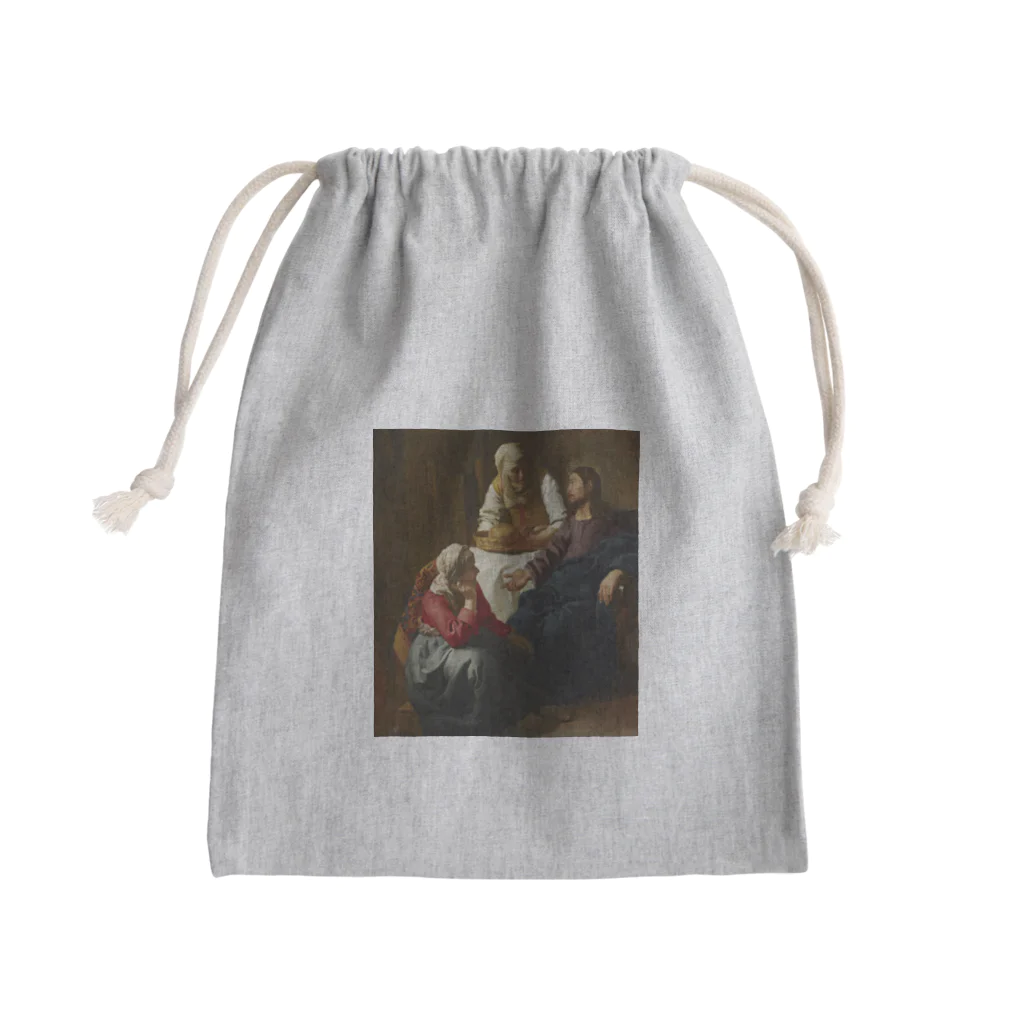 世界美術商店のマルタとマリアの家のキリスト / Christ in the House of Martha and Mary Mini Drawstring Bag