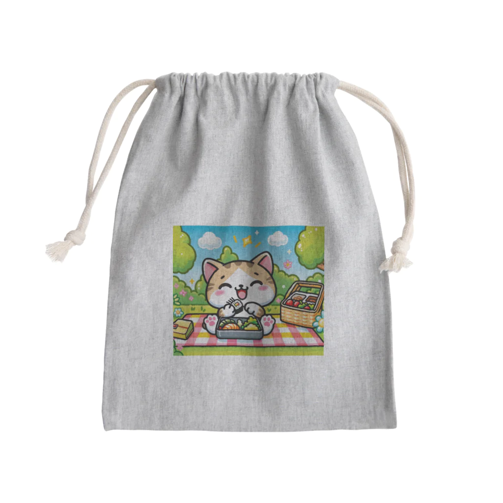子猫カーニバルの遠足の楽しいお弁当タイム Mini Drawstring Bag