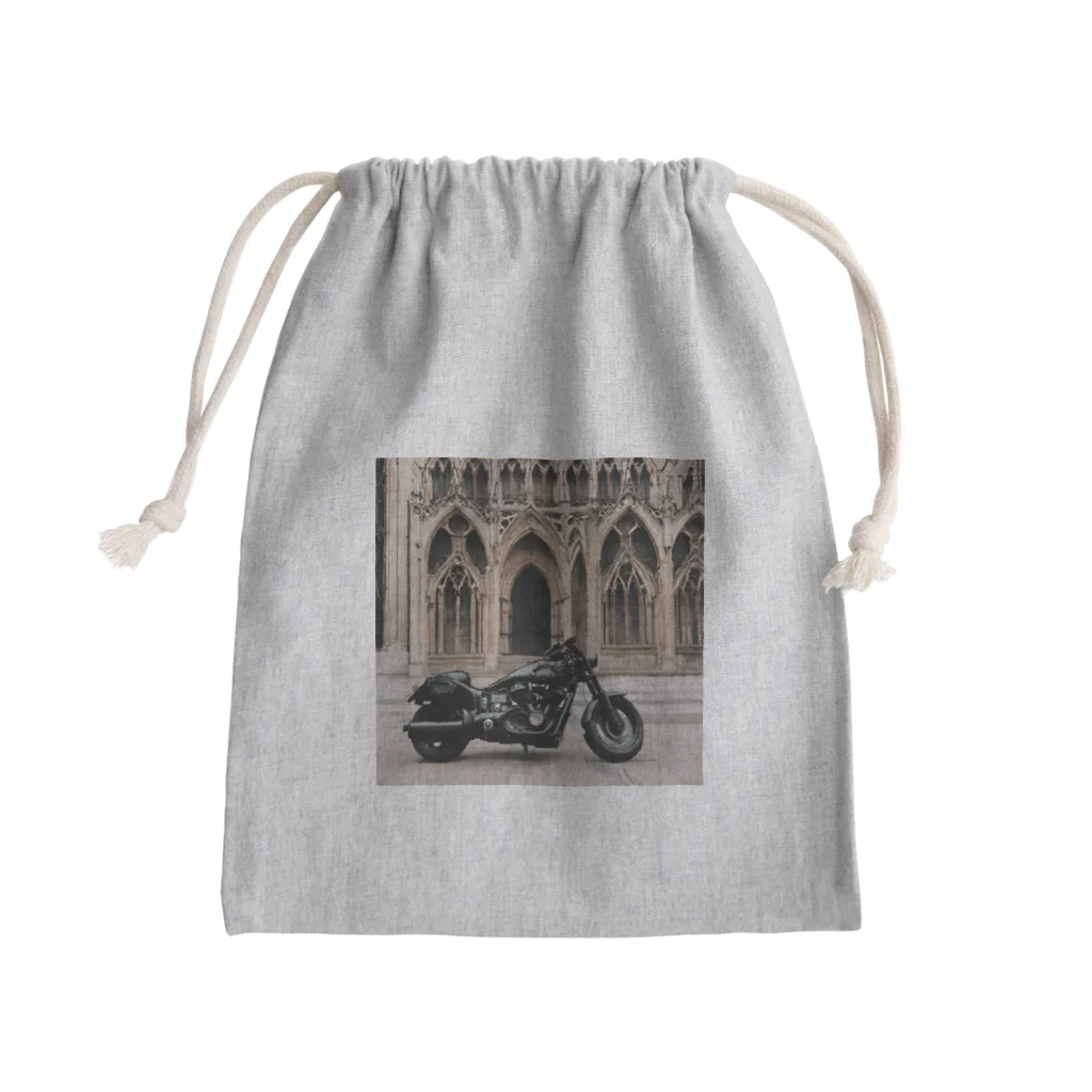 the blue seasonのゴシックの影に佇む漆黒のバイク Mini Drawstring Bag