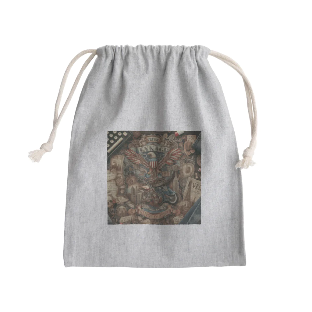 ほくろんのビンテージ Mini Drawstring Bag