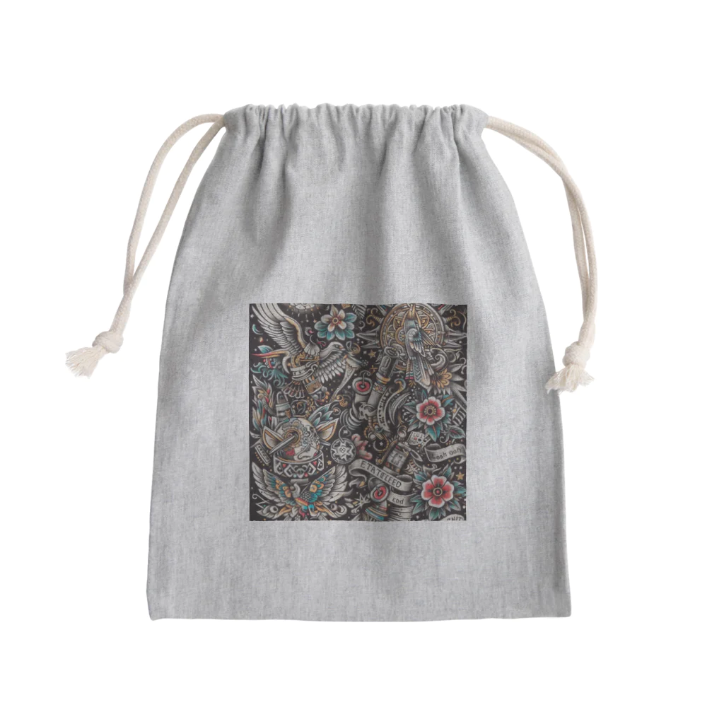 白ティー専門店の白Tシャツ　バーバーショップイメージ Mini Drawstring Bag