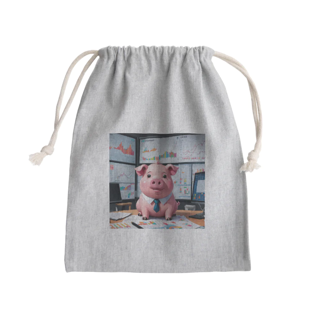 MTHの会社の財務状況を分析するミニブタ Mini Drawstring Bag