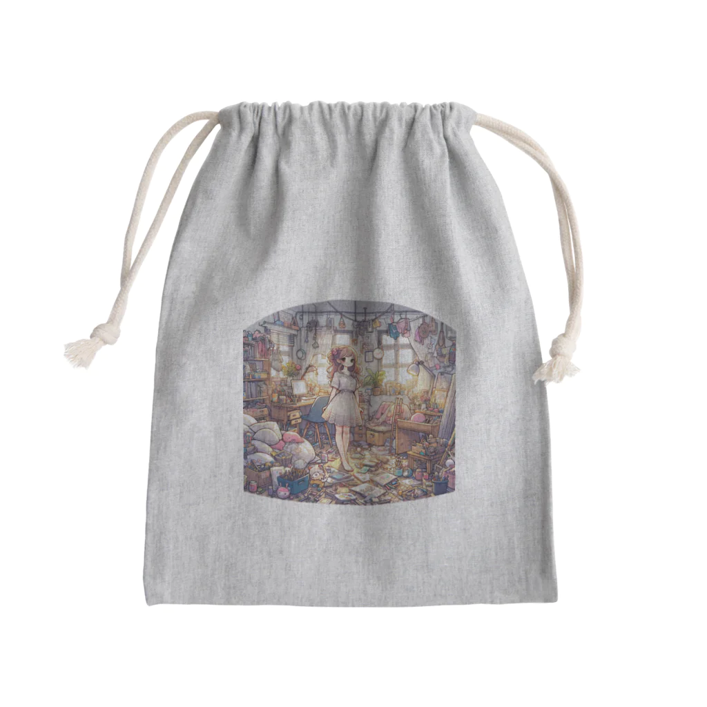 Jindyblogの働いたら負け（裏と表） Mini Drawstring Bag