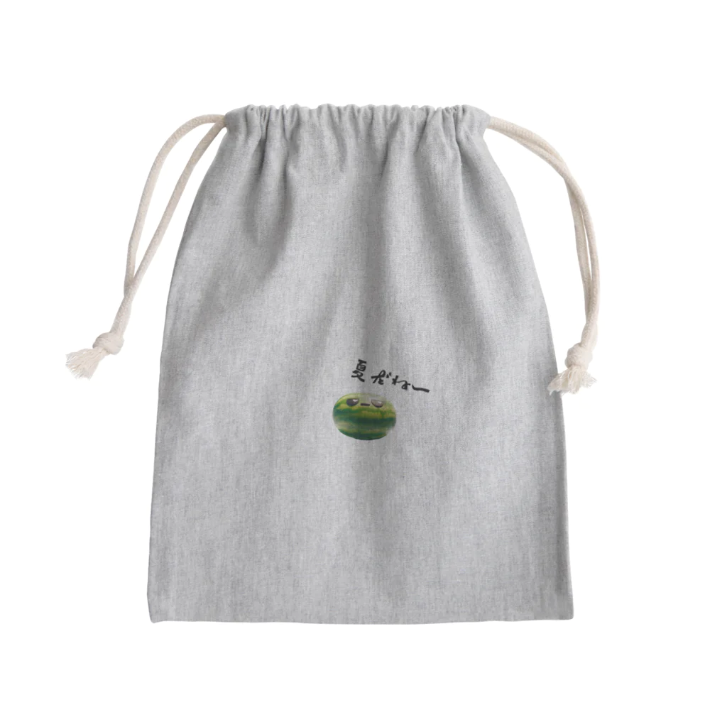 癒やしの『福ちゃん』の夏だねー(つぶやきスイカ) Mini Drawstring Bag