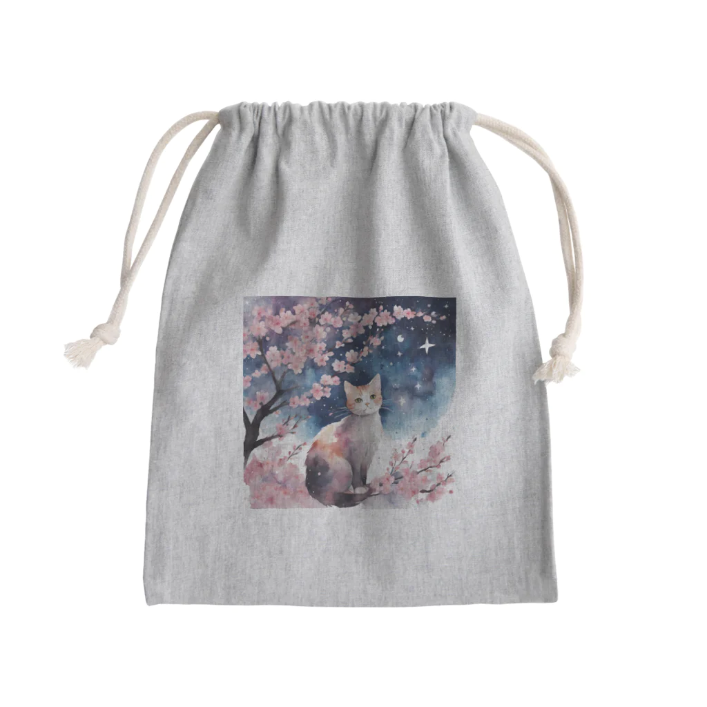 星降る夜にのsakura cat1 Mini Drawstring Bag