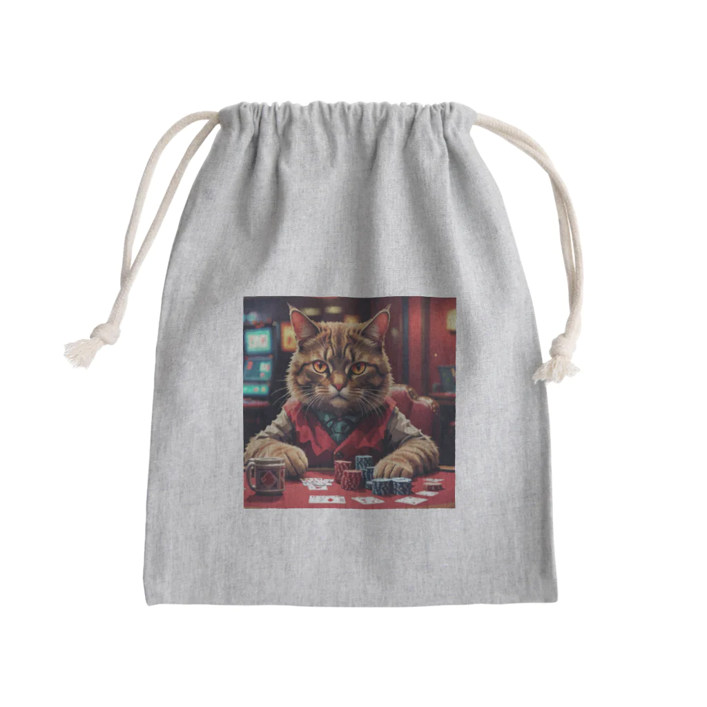 ayame_0923のポーカーをする猫は、いつも冷静な表情を崩さない。 Mini Drawstring Bag