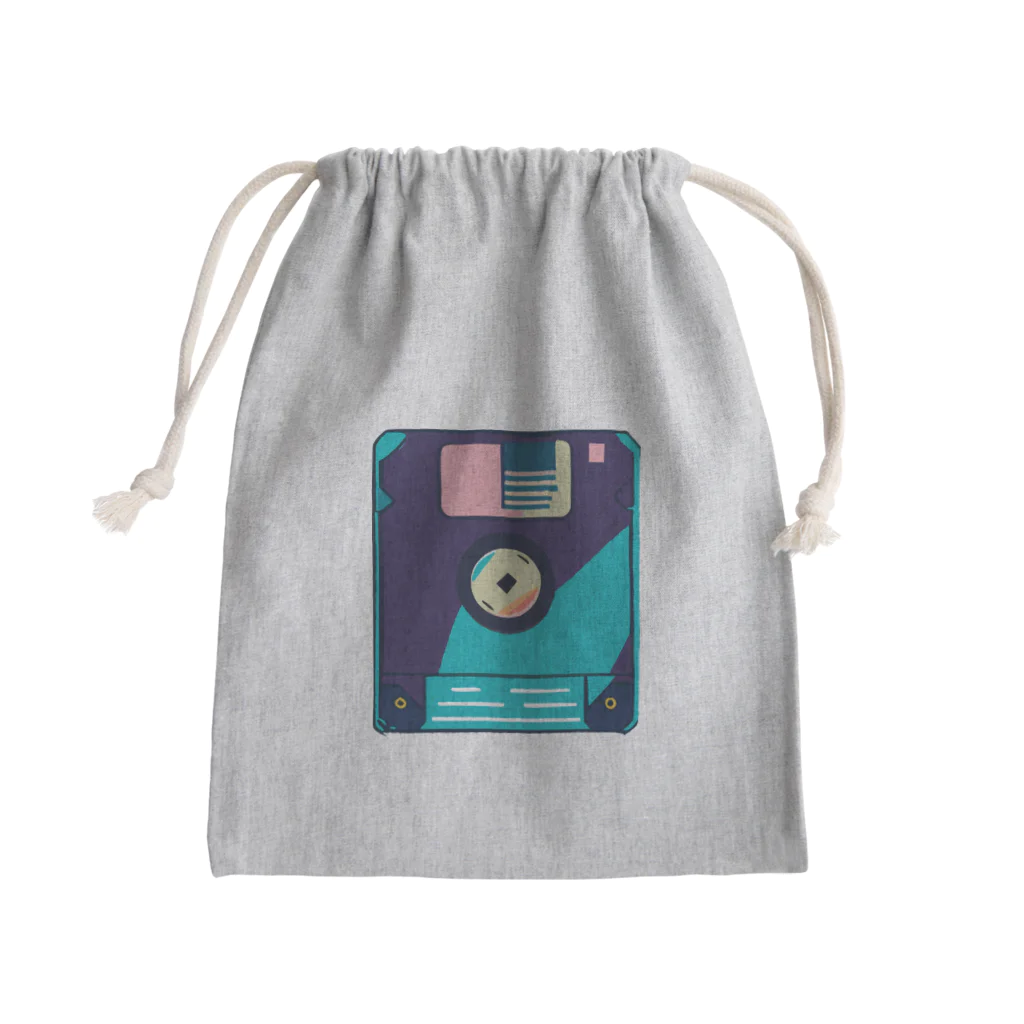 愛着ライフのレトロなネオンフロッピー Mini Drawstring Bag