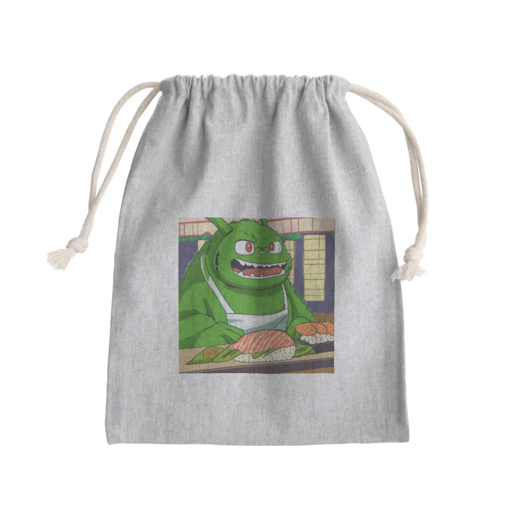 Kyun_uranaiの寿司職人を目指す緑の妖怪 Mini Drawstring Bag