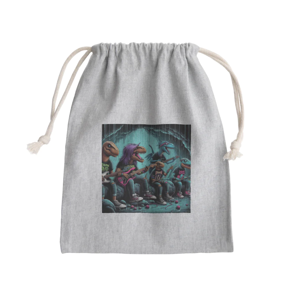 momonekokoのROCKな恐竜 Mini Drawstring Bag