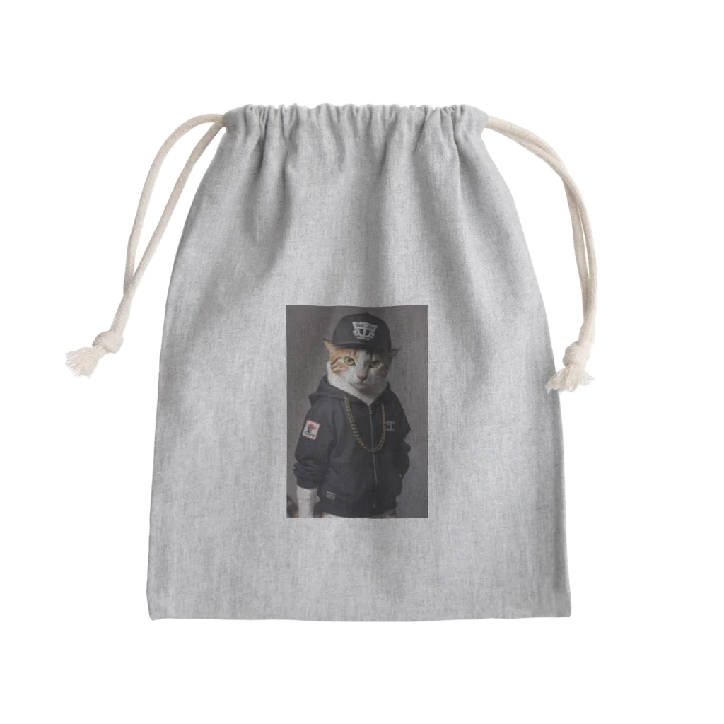 Be proudのヒップホップ猫 Mini Drawstring Bag