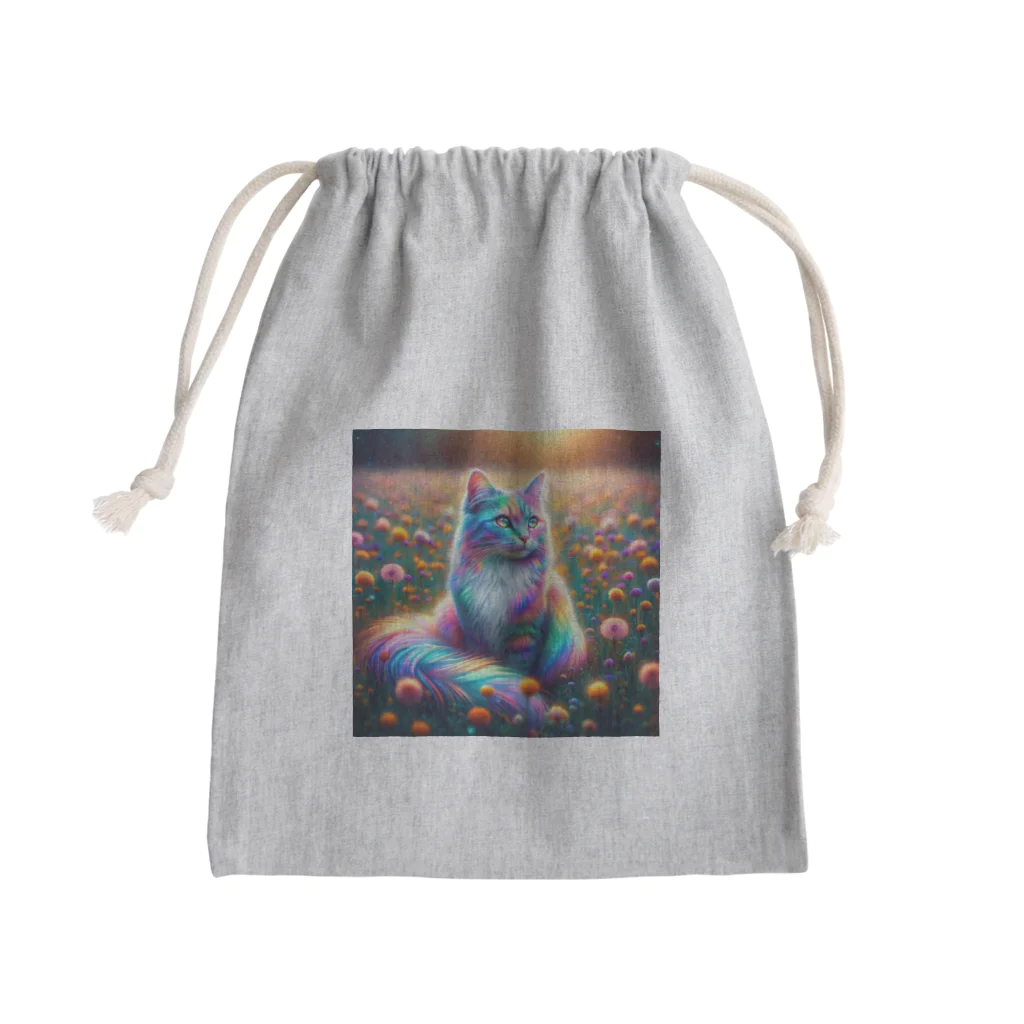 momonekokoの虹色に輝く優雅な猫 Mini Drawstring Bag