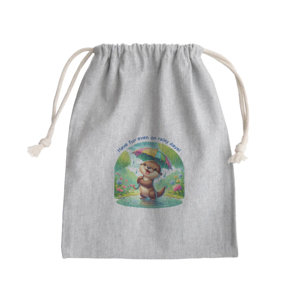 dreamy-designの雨の日のお散歩　カワウソくん Mini Drawstring Bag