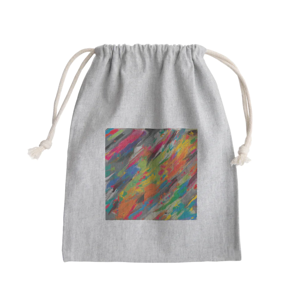 ヲシラリカのアクションペインティング　油絵　カラフル Mini Drawstring Bag