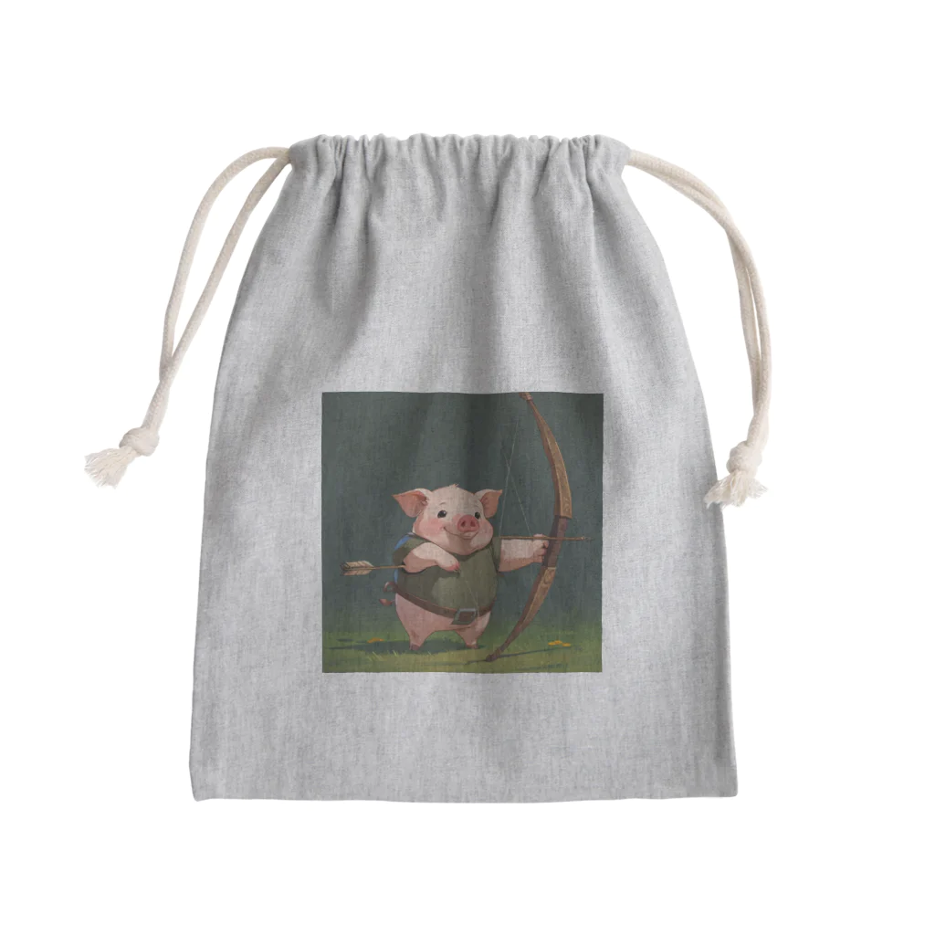 ganeshaのかわいいブタとアーチェリーを練習しよう Mini Drawstring Bag