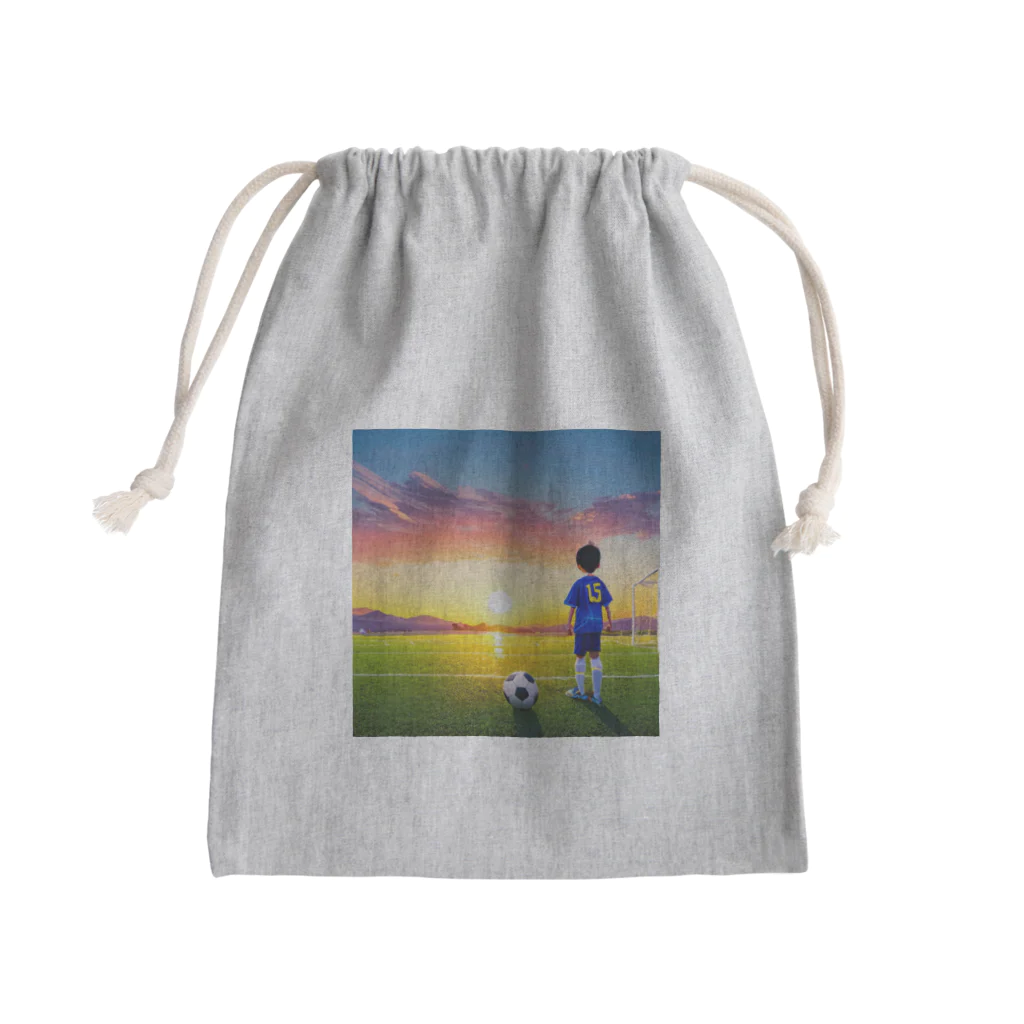 musashiyaの夕日とサッカー少年 Mini Drawstring Bag