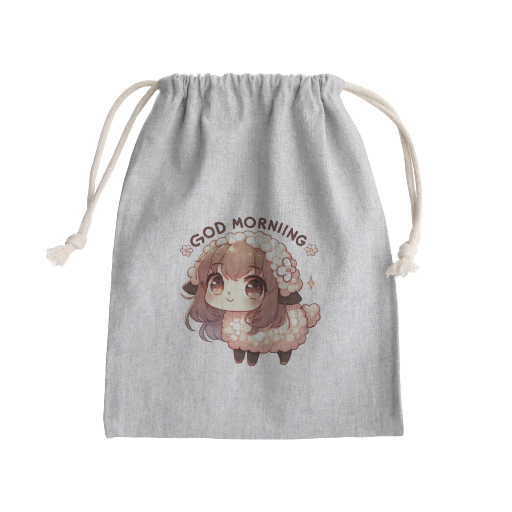 Animaruの羊さん。かわいい動物が「おはよう」の挨拶 Mini Drawstring Bag