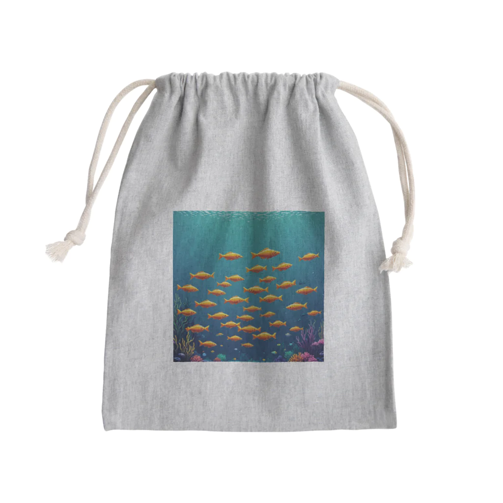 takekoputaの海中を泳ぐ魚のひれ Mini Drawstring Bag