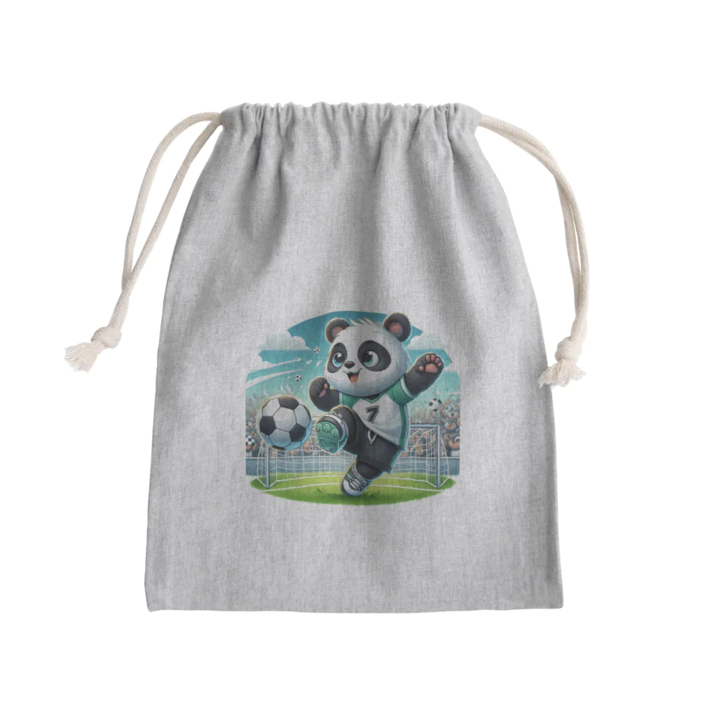 アニマルホビーズのサッカーパンダ Mini Drawstring Bag