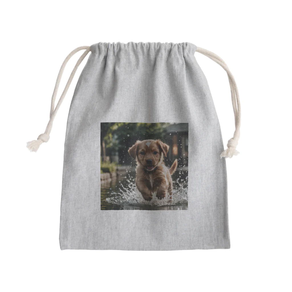 mamekichi445の水遊び楽しむ子犬くん Mini Drawstring Bag