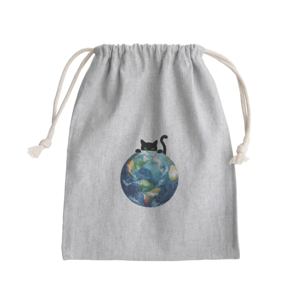 amecatsの地球と黒猫 Mini Drawstring Bag