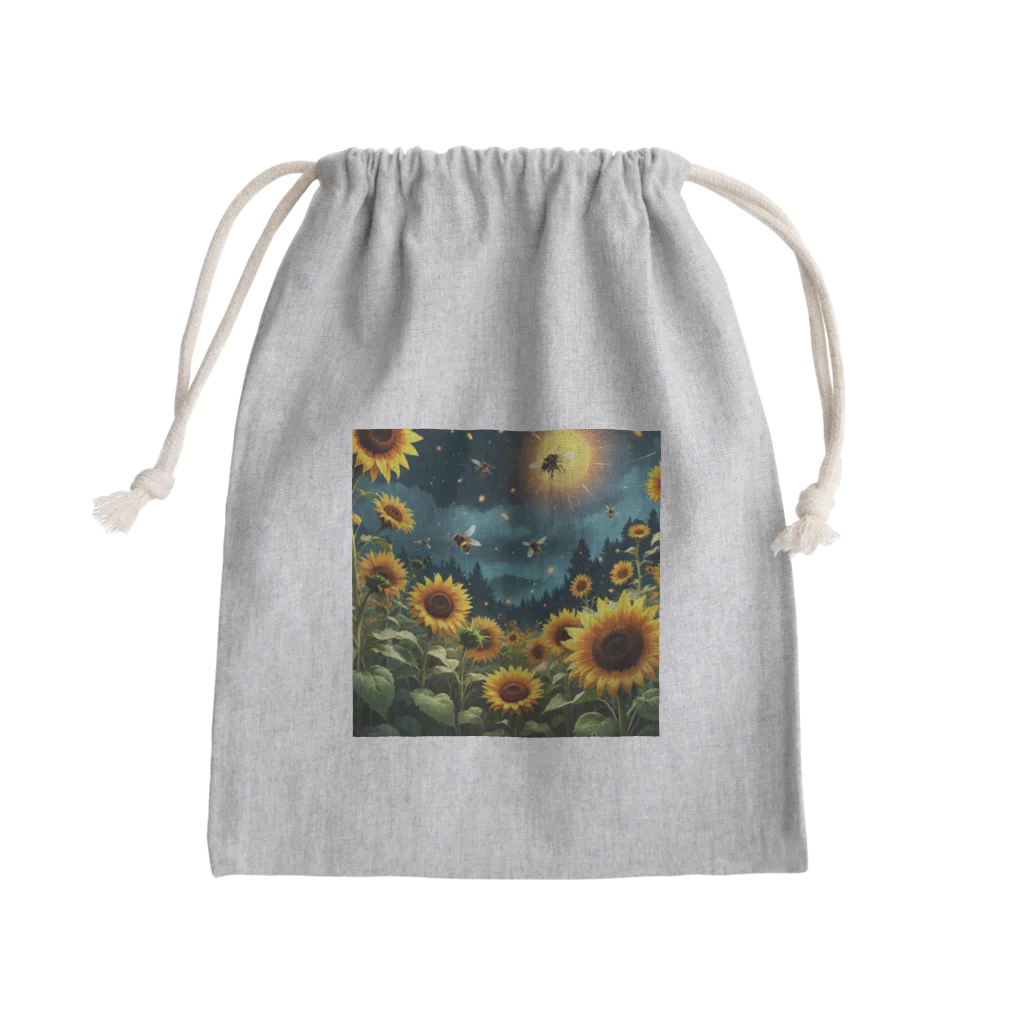 Sunbathingのヒマワリと共に飛ぶ蛍 Mini Drawstring Bag