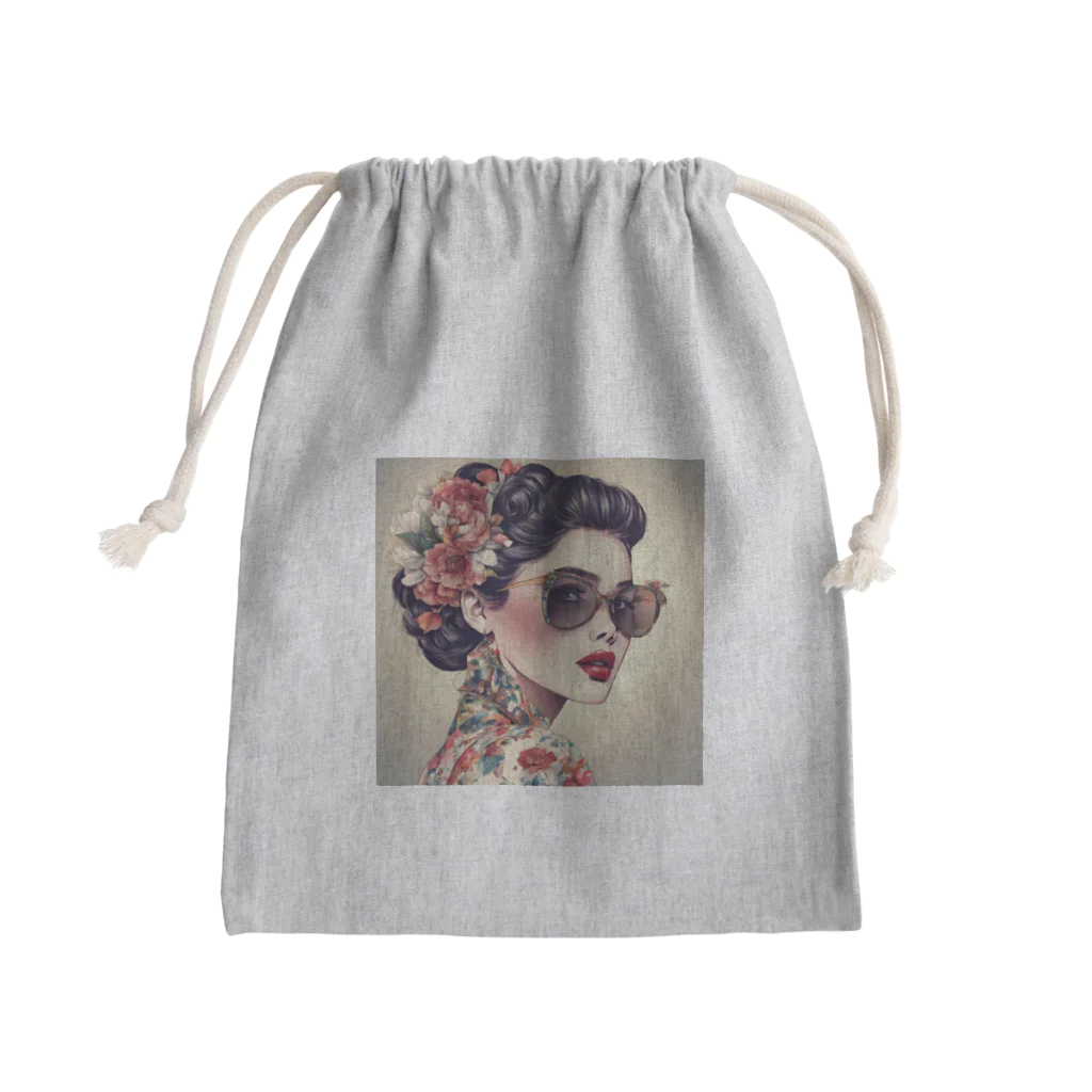 Chama's shopの美女と花 Mini Drawstring Bag