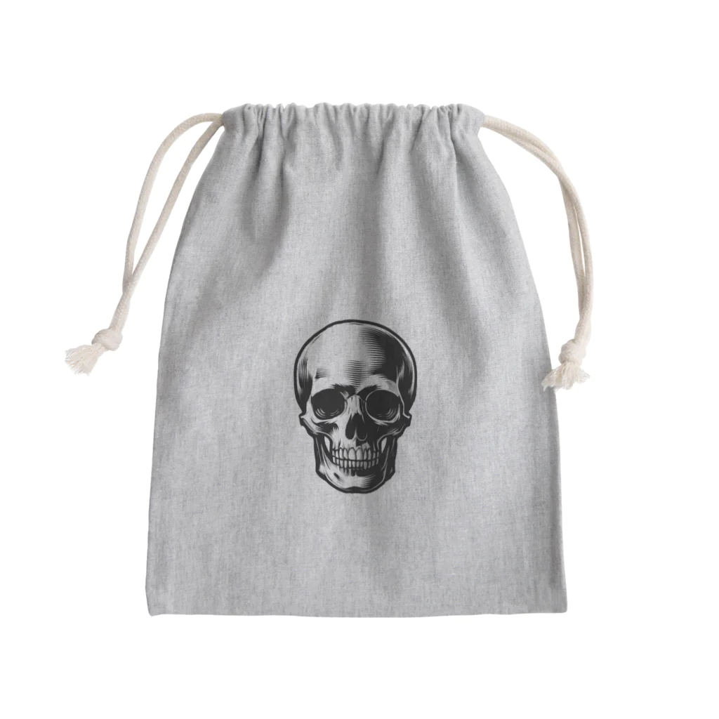 髑髏と骨のシンプルスカル Mini Drawstring Bag