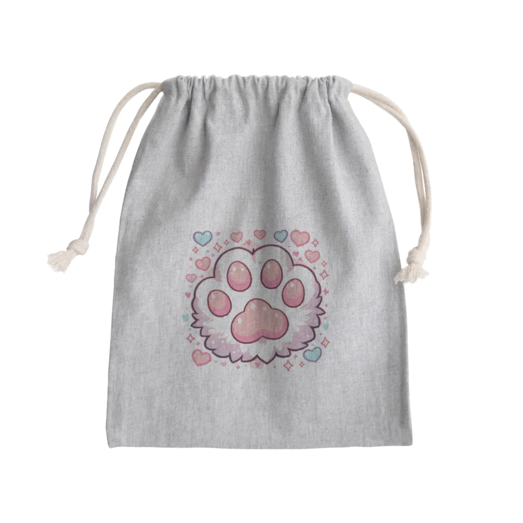 ニャンHouseのかわいいピンクの肉球 Mini Drawstring Bag