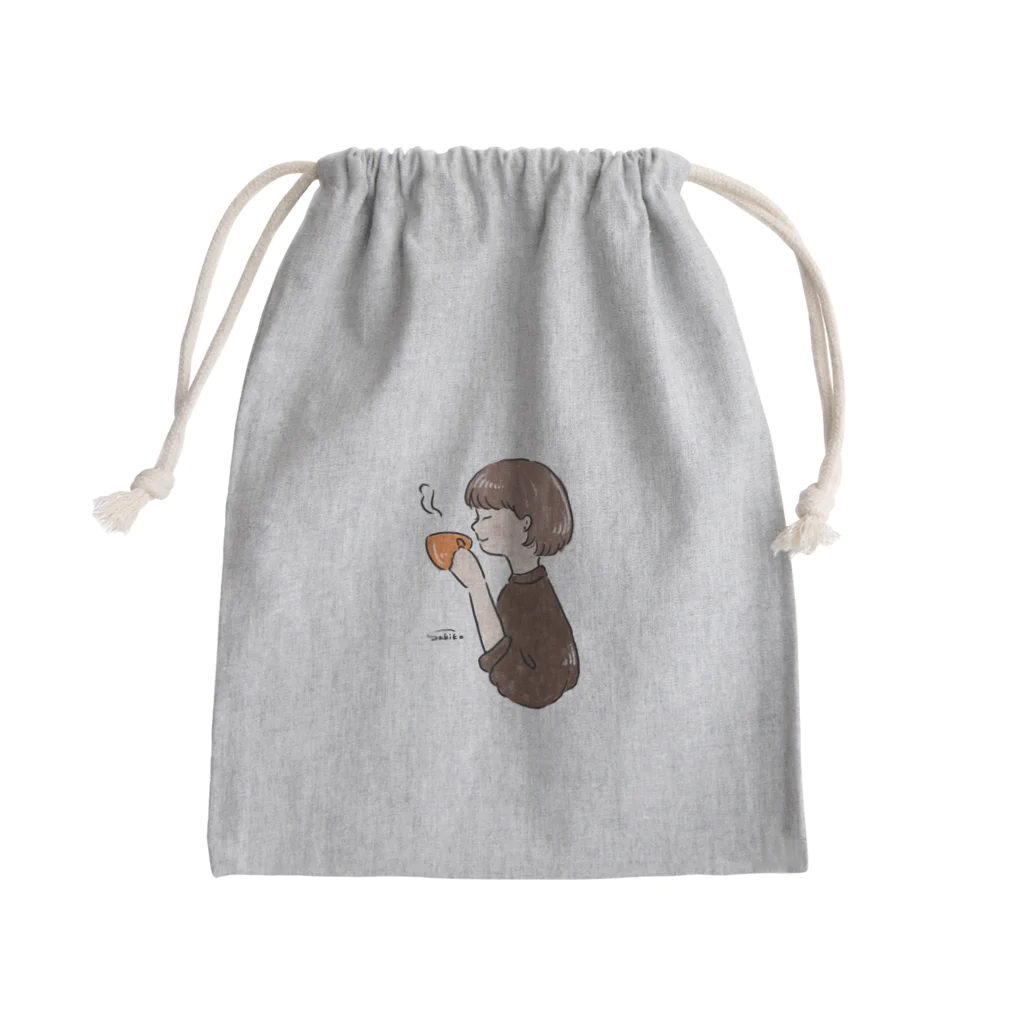 Sakikoのほっとひと息つく女の子　オレンジショコラ Mini Drawstring Bag