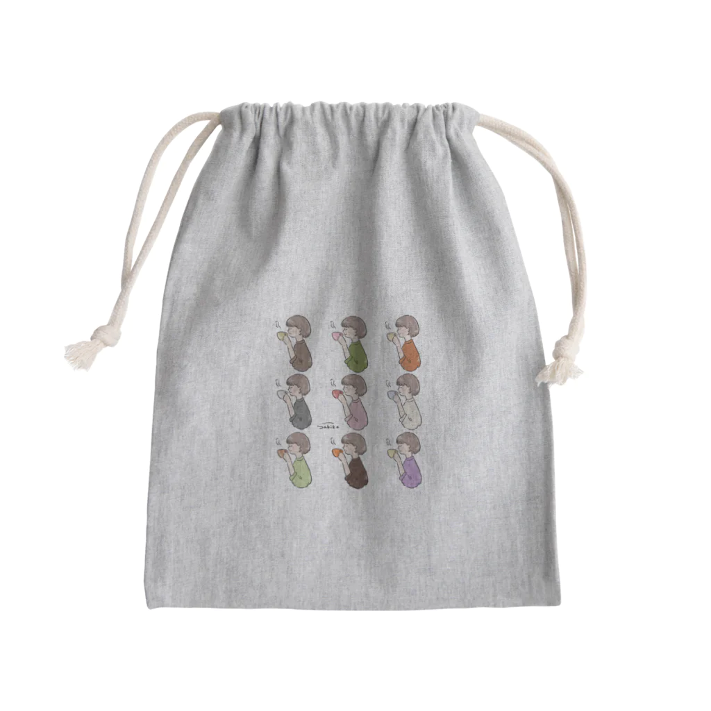 Sakikoのほっとひと息つく女の子　オール Mini Drawstring Bag