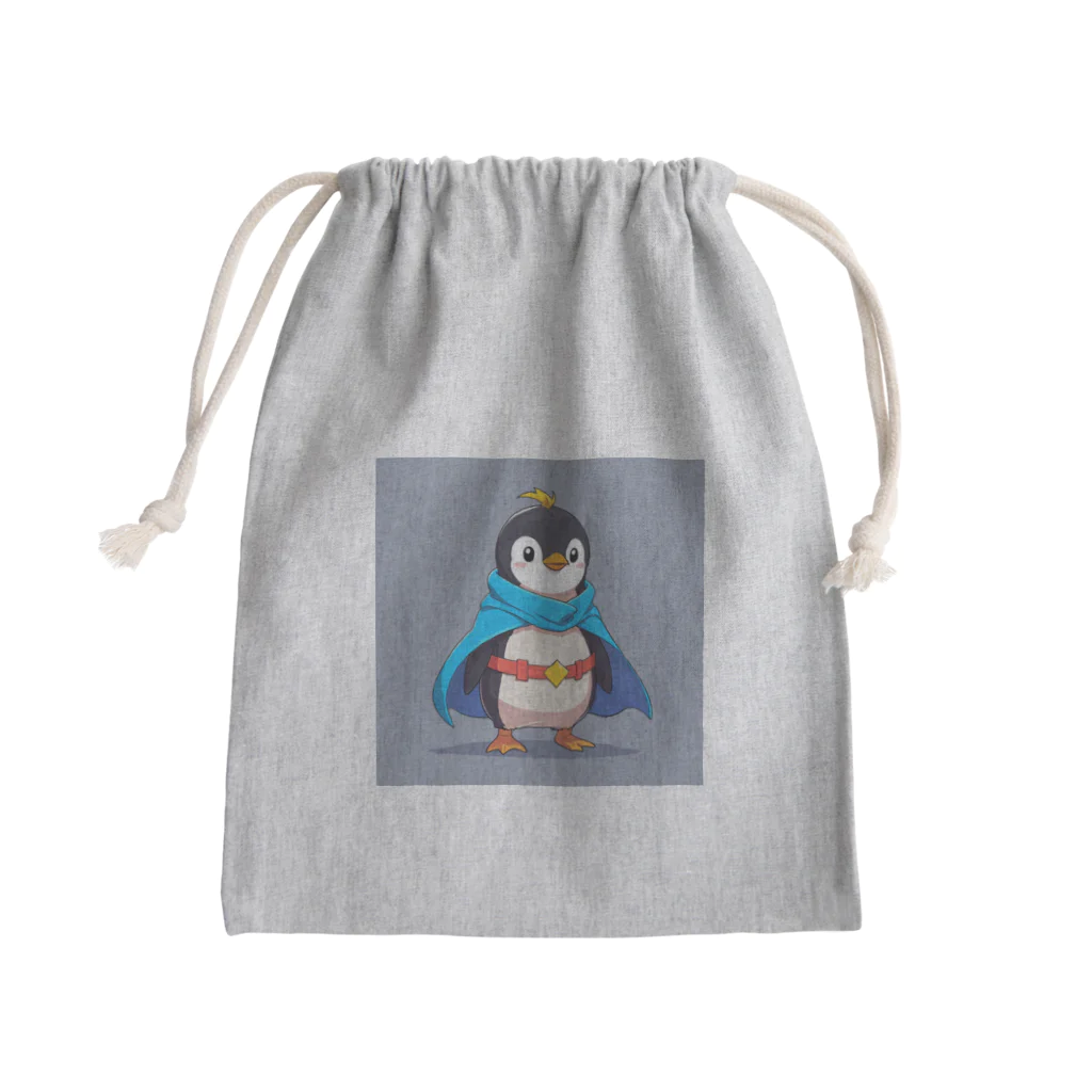 ganeshaのスーパーヒーローのマントを着たかわいいペンギン Mini Drawstring Bag