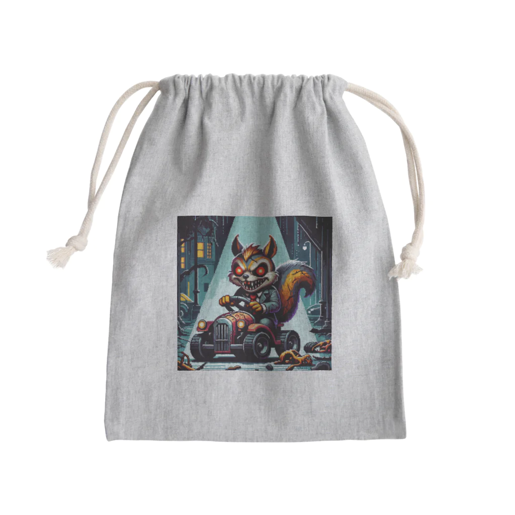 funny-itemsの深夜のドライブ、リスゾンビ君 Mini Drawstring Bag