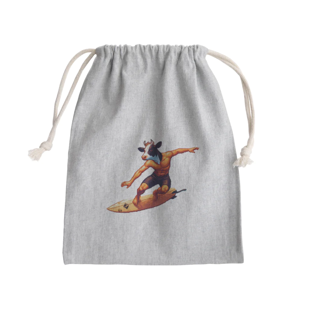 Isekai_animal_manの夏だ！ウシもサーフィン Mini Drawstring Bag