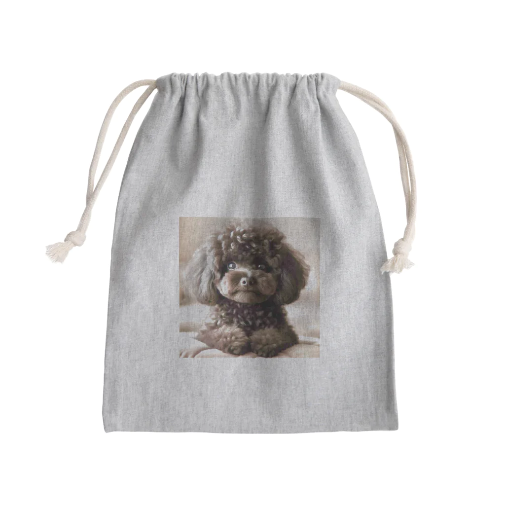 パパリスのふわふわ黒プーちゃん Mini Drawstring Bag